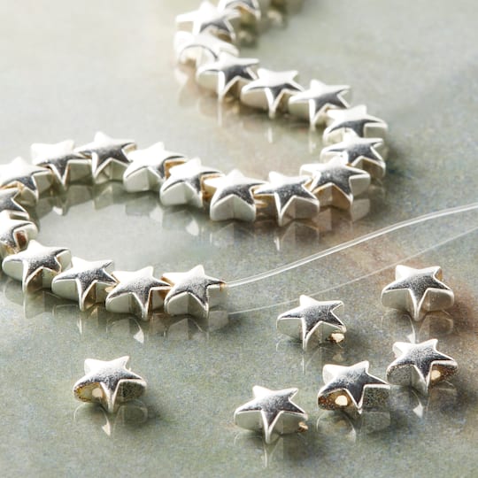 12 Pack: Silver Hematite Star Beads, 8mm by Bead Landing™